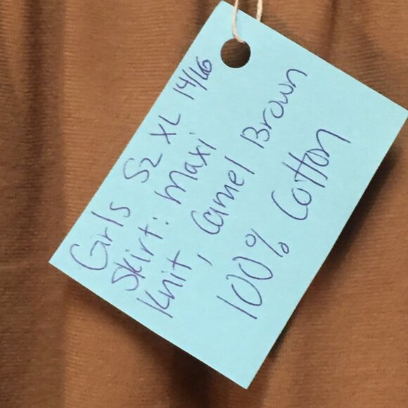 Skirt Girls XL 14/16 Maxi Camel Brown Straight Pencil Cotton Mom and Pop's Kids - Picture 3 of 9